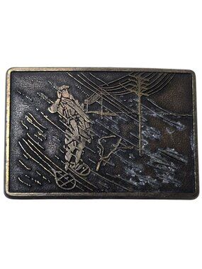 Spirit Of Service Belt Buckle Telephone Lineman Journeyman Power Pole Snowshoes